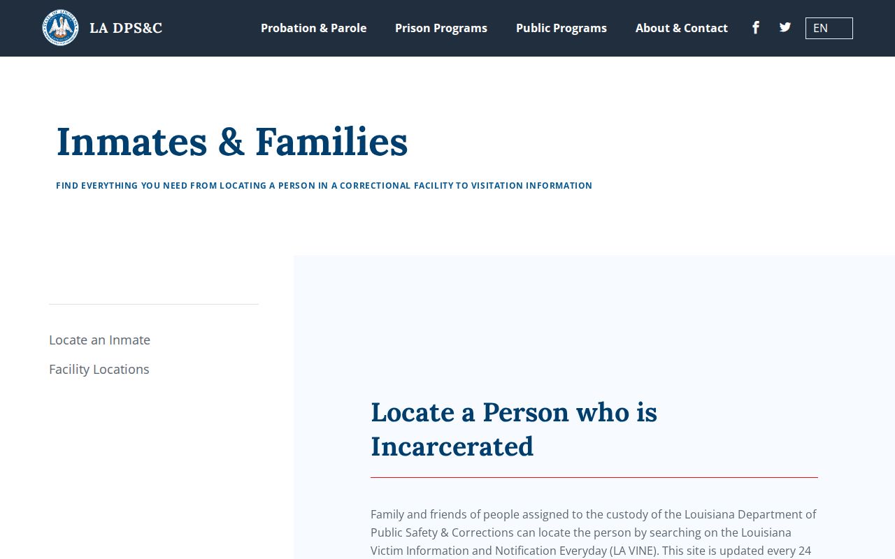 Louisiana LA VINE and imprisoned person telephone locator instructions