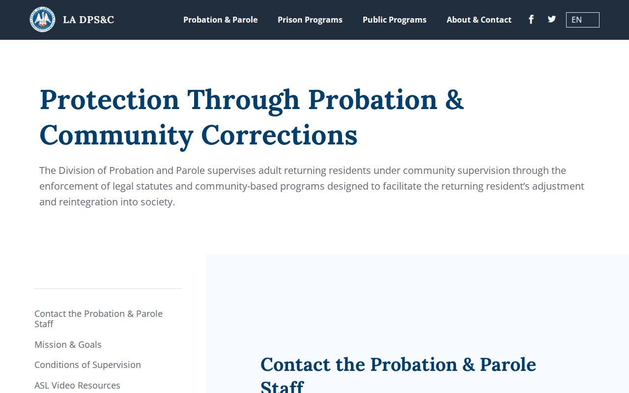 Louisiana DPS and Corrections probation and parole structure