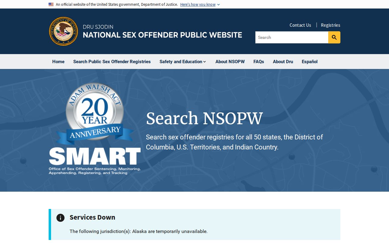 National Sex Offender Public Website search interface