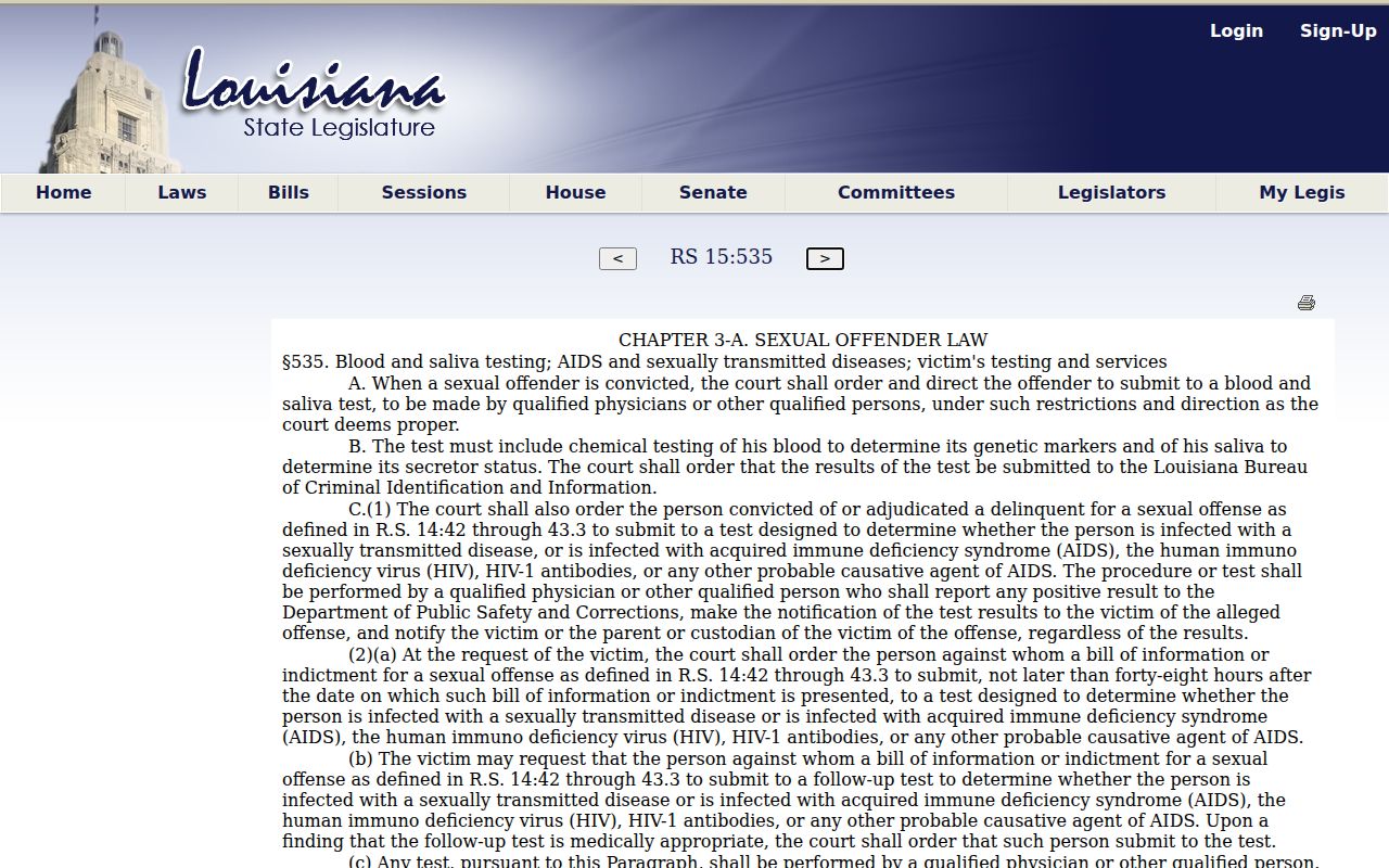 Louisiana registry definitions in R.S. 15:541