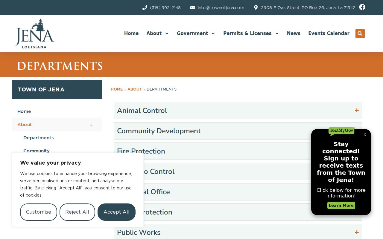 Official Jena police department contact page