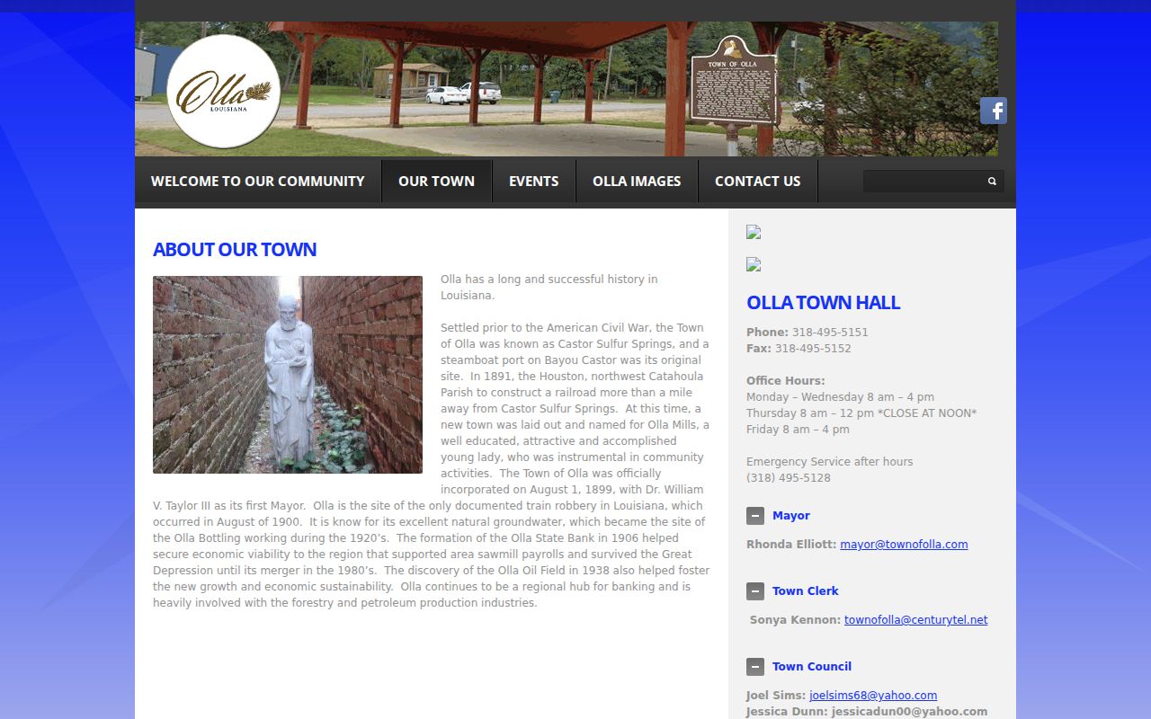 Official Olla town and police contact page